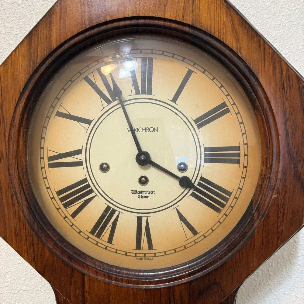Verichron Westminster Chime Wood Wall Clock Schoolhouse Regulator 182121 382
